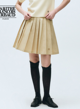 MARITHE女士短款百褶裙 潮流时尚舒适圆形LOGO刺绣半裙25年夏韩系