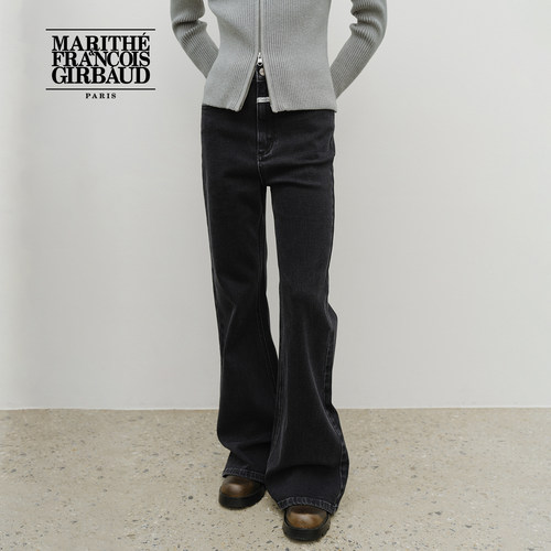 MARITHE女士高腰喇叭牛仔裤