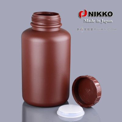 NIKKO日本进口塑料大口瓶5000ml 5L棕色广口试剂瓶 HDPE大容量瓶