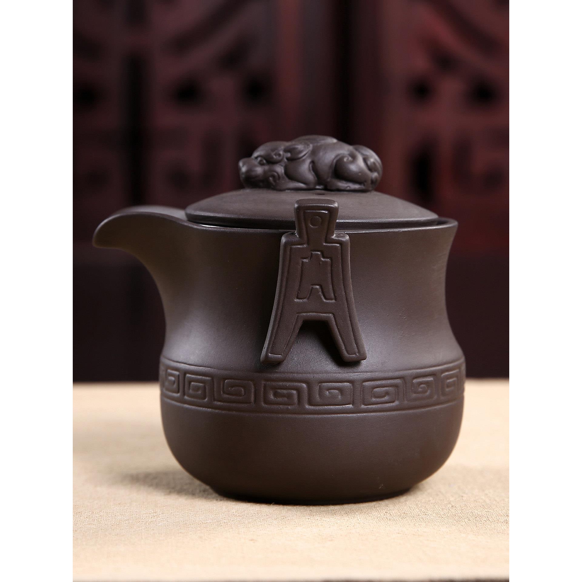 紫砂壶快客杯泡茶壶过滤网彷古原矿紫泥手工功夫茶具办公家用单壶