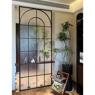 式屏风隔断美式客厅遮挡拱形古钢假窗户铁艺不法锈玻复璃创意拱门