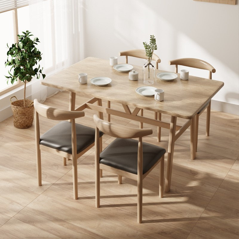北欧风餐桌椅组合家用小户型长方形饭桌商用餐厅咖啡桌椅简约现代