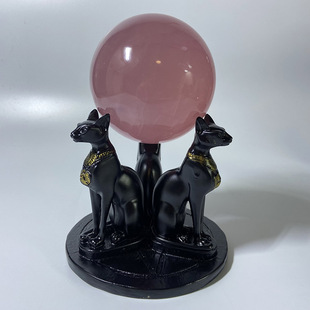 水晶球底座摆件树脂法师猫球型置物架球型底座创意办公家居摆件