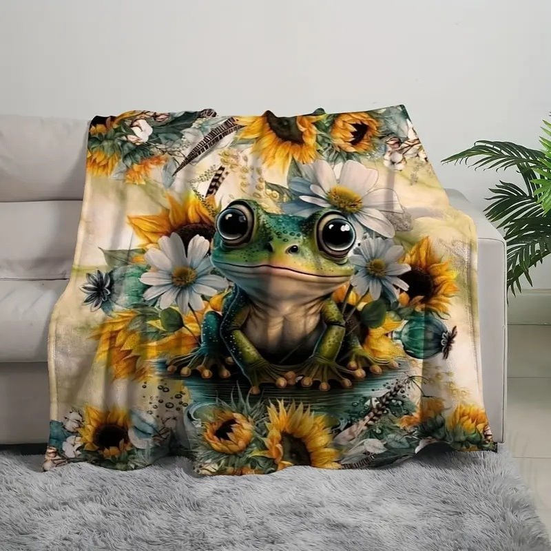 1件数码印花毛毯可爱的青蛙毛毯