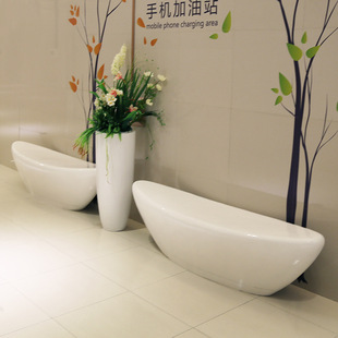 创意玻璃钢座椅商场休闲椅月牙花盆组合座椅公共休息区美陈座椅