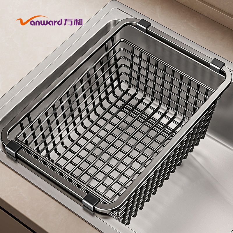 万和不锈钢沥水篮厨房水槽沥水架洗菜盆碗碟架洗碗池大单槽置物架