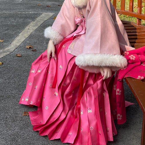 明毛呢昭君袄妆花马面裙秋冬汉服