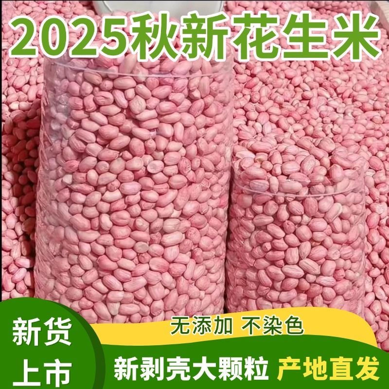 当季无干燥剂白沙花生米农家批发新货花生仁无壳颗粒饱满新鲜晒干