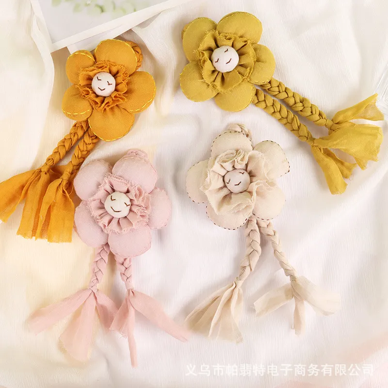 新款田园风可爱笑脸太阳花布艺辫子花窗帘服饰DIY配件辅料