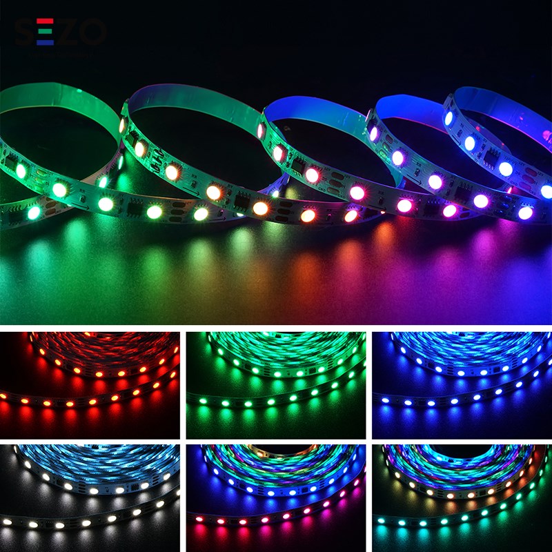 LED幻彩跑马WS2814IC全彩5050RGBW4合1灯珠可编程亮化12V24V灯带