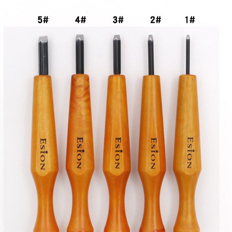 Esion版画木刻刀雕刻刀木板橡皮章木刻刀圆头斜头平头三角刀