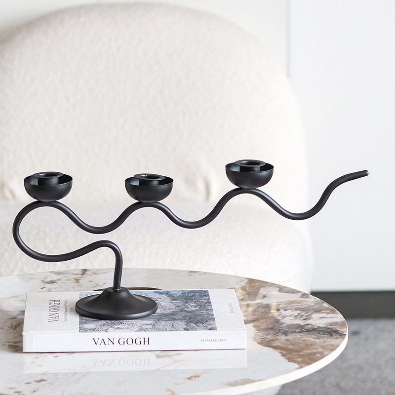 美式乡村铁艺烛台摆件法式欧式样板房玄关客厅餐厅家居蜡烛台饰品
