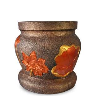 圆柱底座中式风格莲荷花喷泉鱼缸工艺品专用底座树脂仿石头底座