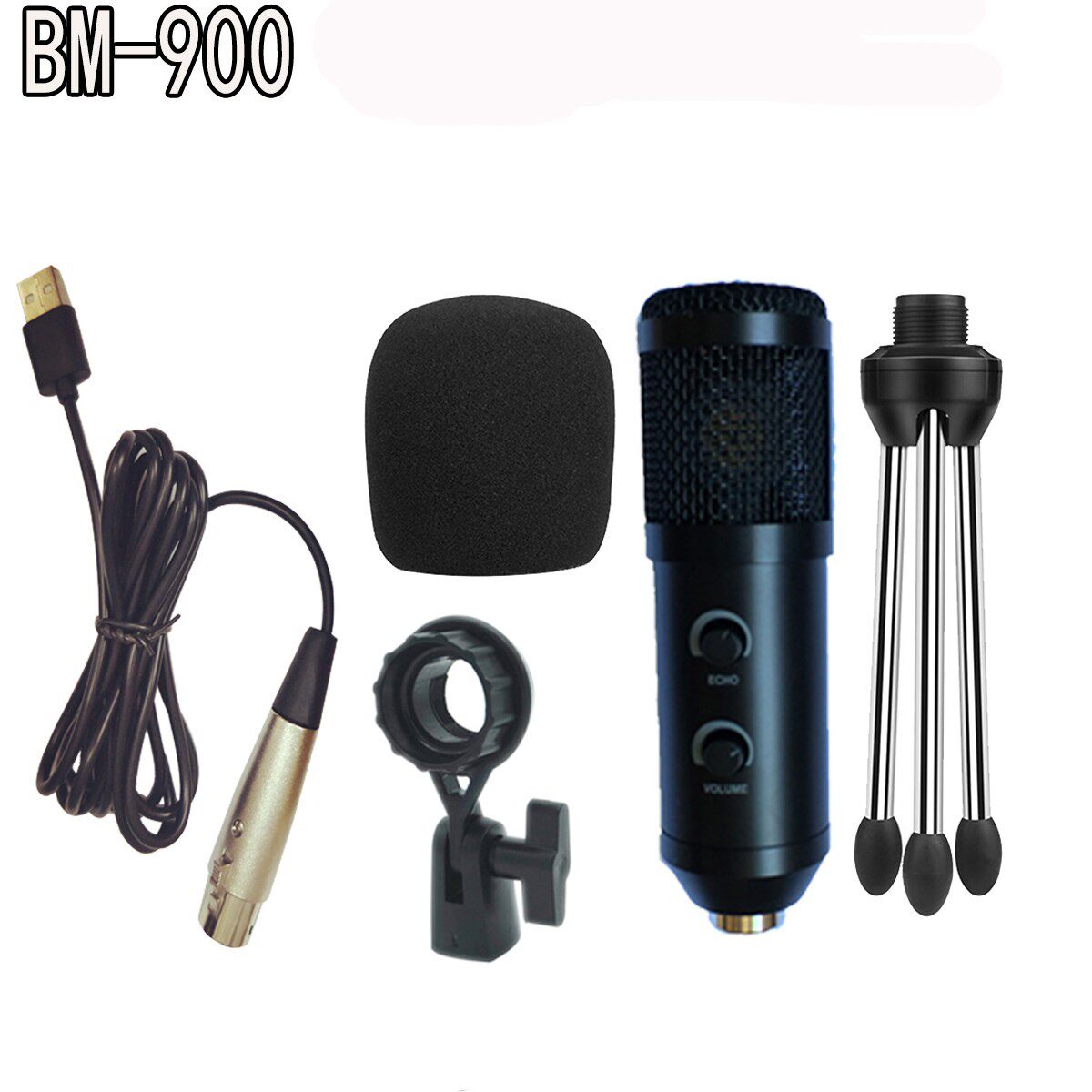 BM-900USB电容麦克风,录音专用有线话筒 带混音器免声卡免驱动