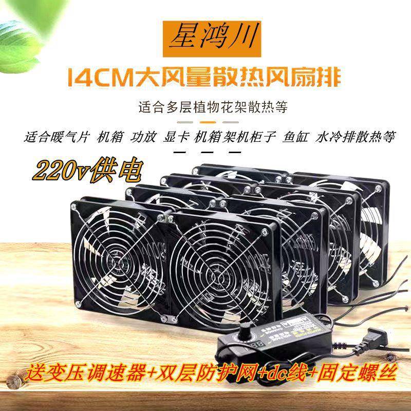 14CM大风量散热风扇220V机柜功放暖气片机架服务器显卡水冷排鱼缸