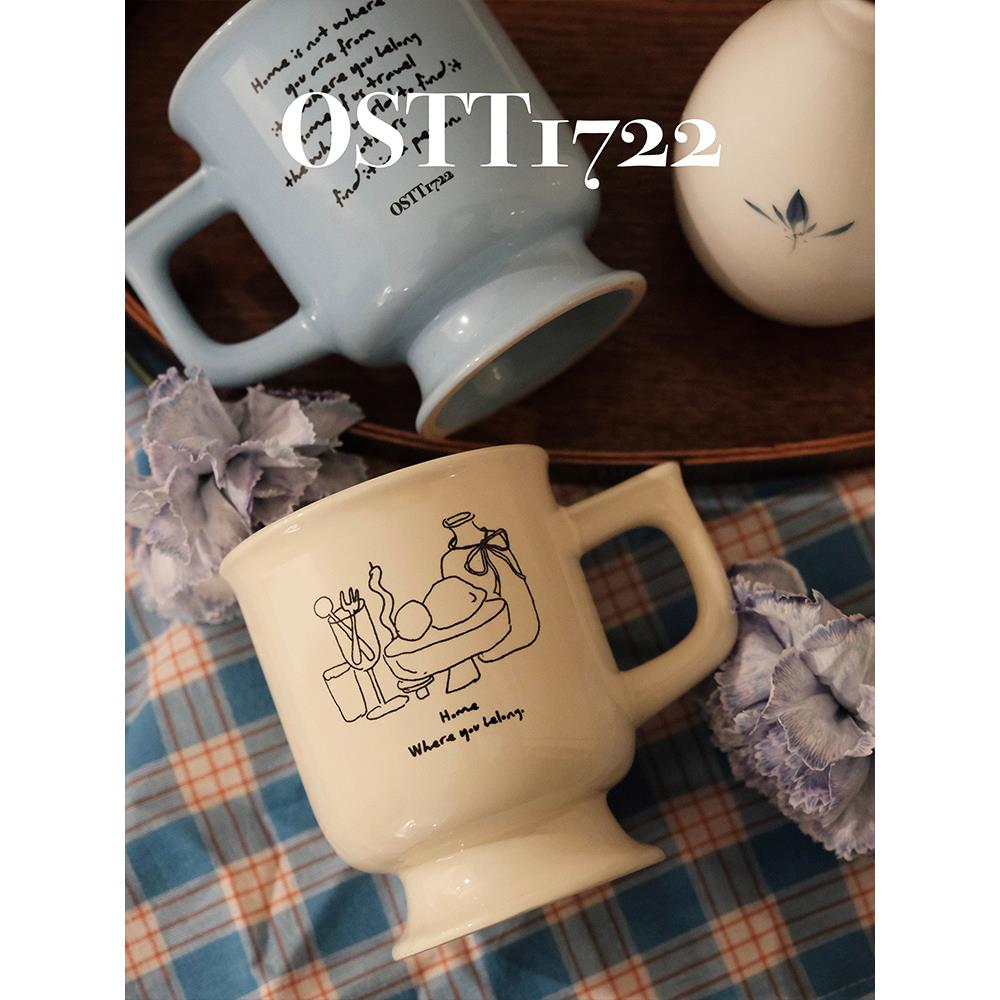 OSTT1722〈Home.〉矮脚马克杯咖啡牛奶水ins简约手绘耐高温高脚杯图片