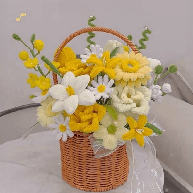 扭扭棒花束手工diy材料包自制成品花篮仿真花送女朋友闺蜜礼物