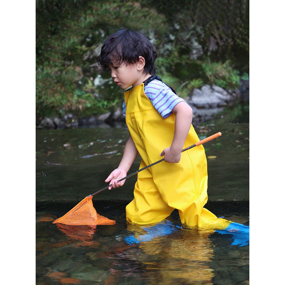 儿童玩水连身下水裤幼儿园防水衣服赶海小孩雨鞋男女抓鱼雨裤沙滩