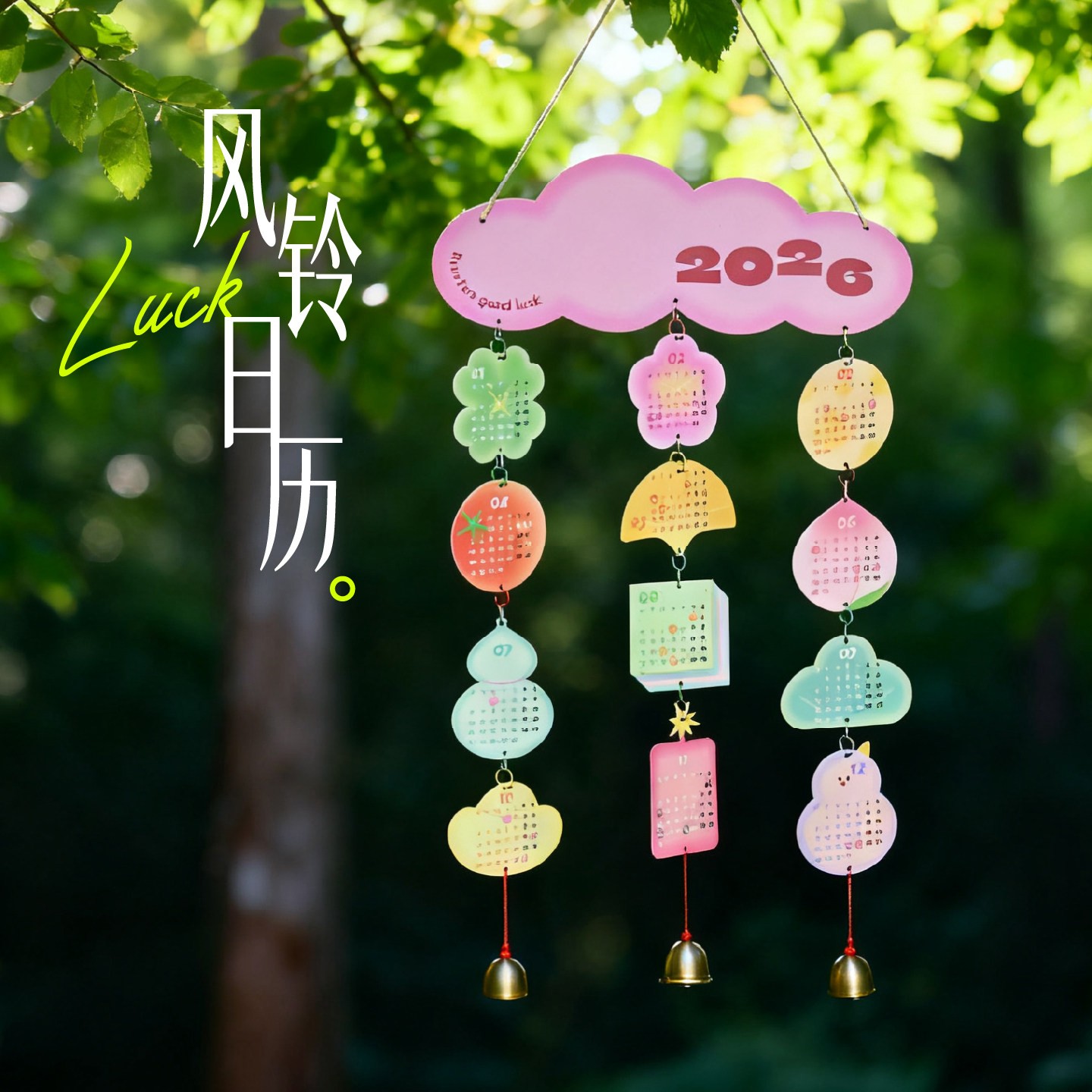 2026风铃日历家用新款马年好运高档创意墙挂历新年礼物月历卡定制