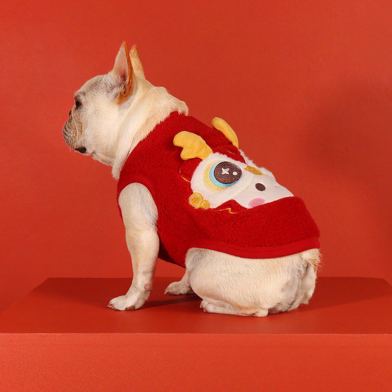 狗狗新年衣服马年喜庆宠物法斗柯基斗牛犬雪纳瑞冬季八哥保暖背心