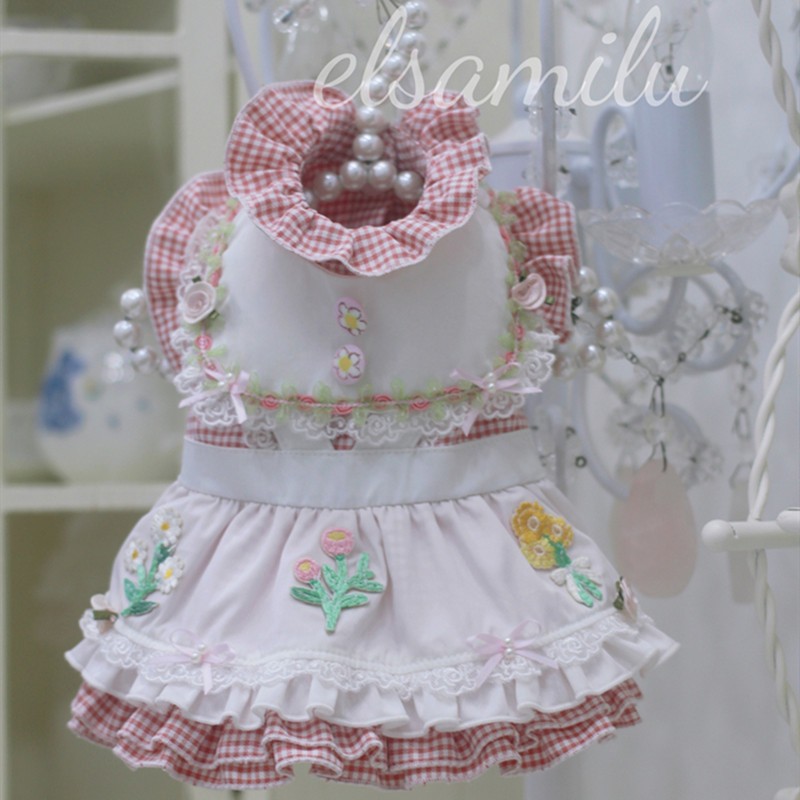elsamilu原创狗狗定制衣服春季约克夏背心茶杯犬宠物服饰猫咪裙子