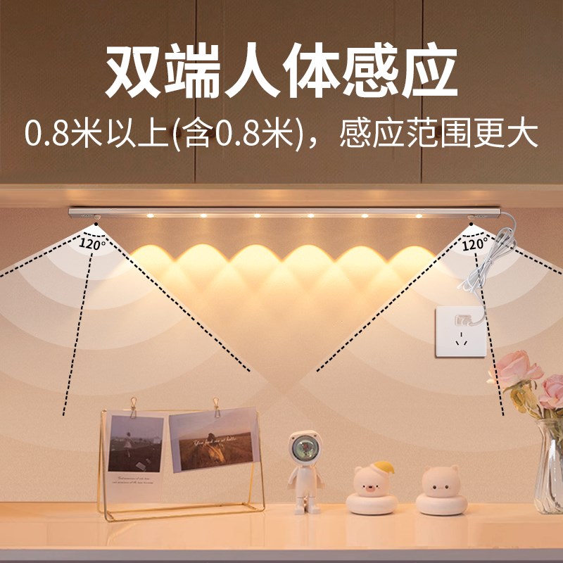 220v无变压器人体感应山丘灯带橱柜灯led插电式玄关鞋柜酒柜波纹