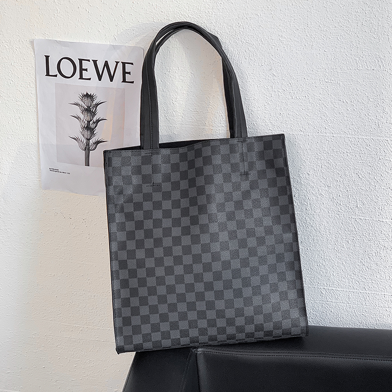 轻商务男士手提公文包竖款文件电脑包出差包潮男皮质手提包格子包