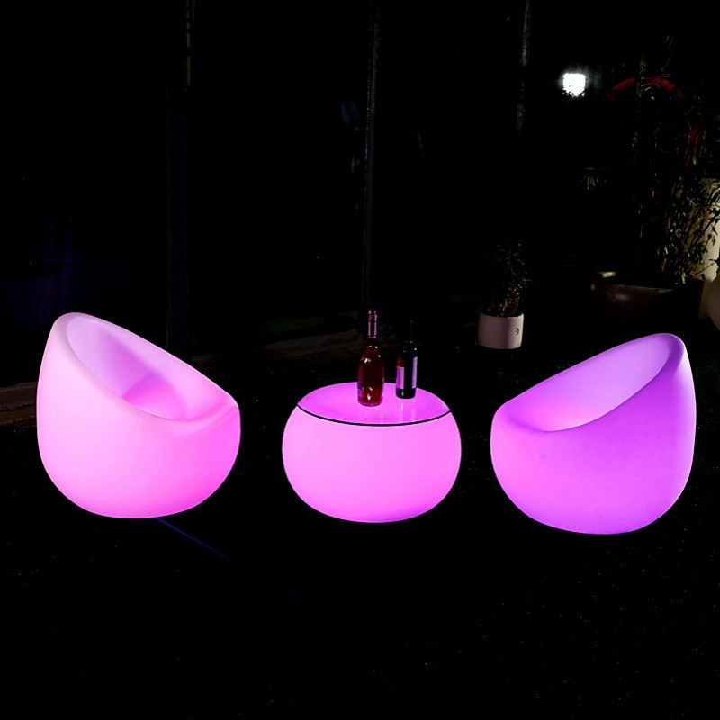 LED发光洽谈桌椅酒吧桌防水清吧桌咖啡桌椅组合户外吧台发光家具