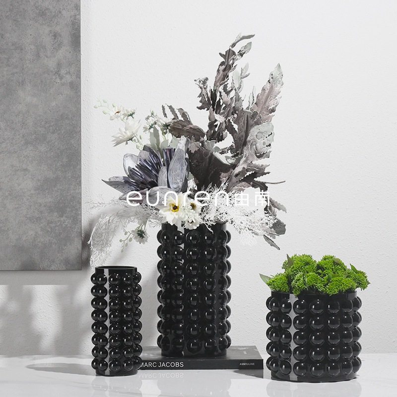 简约现代玻璃黑色波点花器客厅桌面软装插花瓶样板房间售楼处摆件,标准件/零部件/工业耗材,其他管件,淘宝优惠券,粉丝福利购,淘宝优惠卷