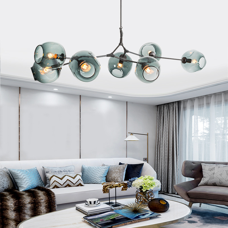 分子灯吊灯北欧风格客厅餐厅创意个性枝型白黑色玻璃魔豆灯具