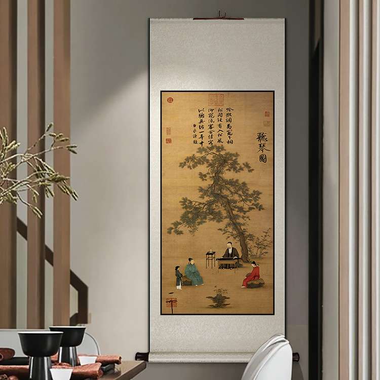 事事如意走廊过道壁画餐厅书房墙画玄关装饰画新中式挂画卷轴客厅