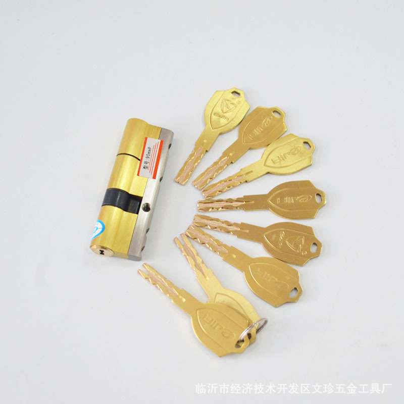 C级锁芯六边柱钥匙2+6入户门锁芯防盗门锁心铜芯铜钥匙