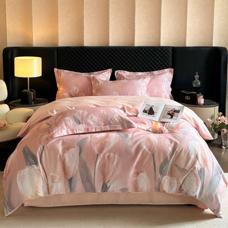 南通时尚田园风全棉磨毛四件套秋冬纯棉加厚花卉印花被套床上用品