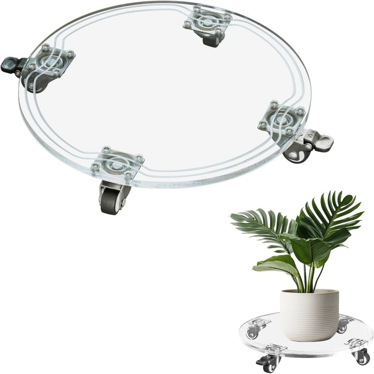 10英寸圆形透明色重型亚克力植物架带轮子室内推车架滚动托盘杯垫,电子元器件市场,电线扎带/束线带,淘宝优惠券,粉丝福利购,淘宝优惠卷