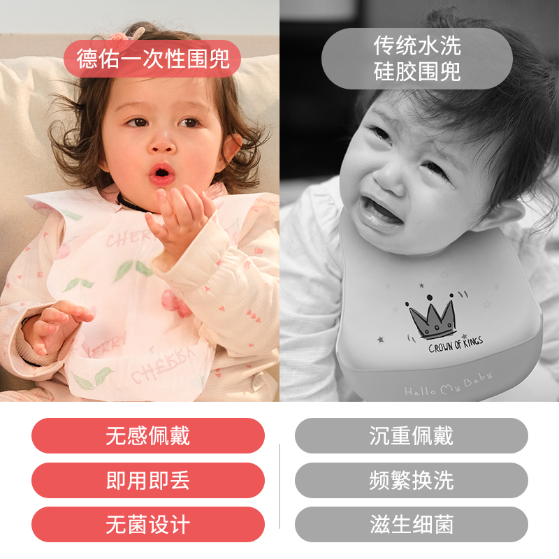 德佑婴儿一次性围兜宝宝饭兜口水巾免洗防水围嘴4盒装