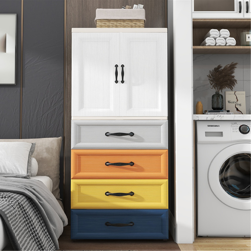 特大号加厚儿童衣柜简约卧室组装塑料柜子双开门抽屉式多层收纳柜