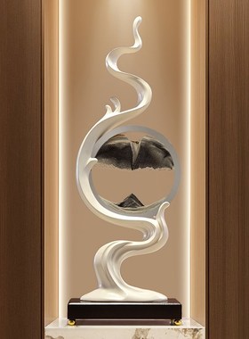 现代简约风生水起轻奢风流沙画高级感摆件客厅办公室装饰开业礼物