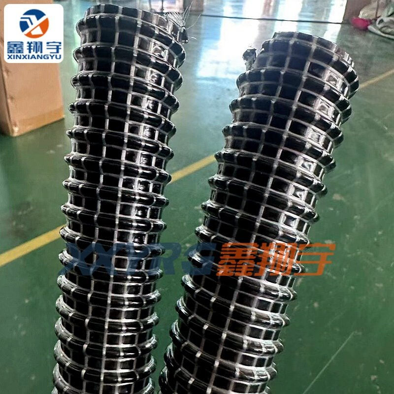 黑色蛇皮管带白色经纬线增强PVC钢丝波纹软管吸尘排水通风软管