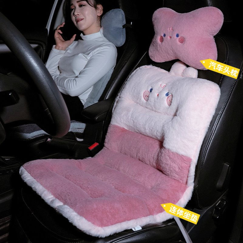 秋冬季汽车坐垫坐靠一体座垫头枕四季通用后排加绒座套腰靠批发