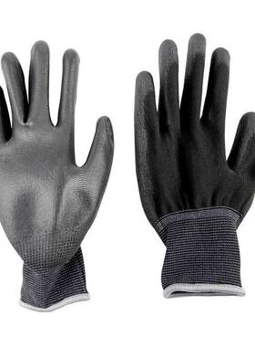 汉盾 HD-GP5013-1 黑色13针涤纶PU涂层掌浸耐磨工作手套 10付/打