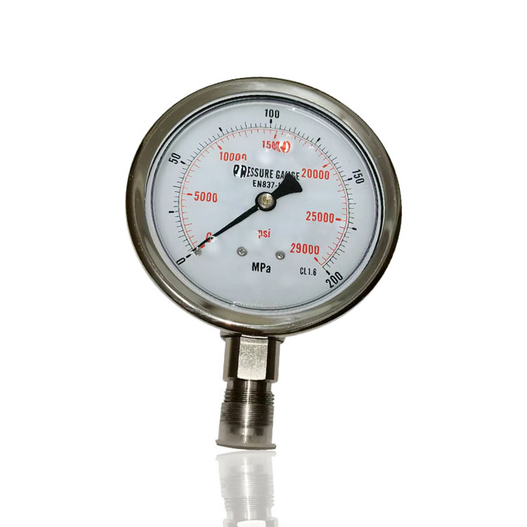 供超高压全钢耐震充油压力表不锈钢径向液压立装YN100BF 200MPA