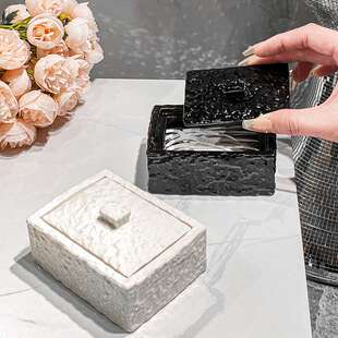 陶瓷牙签盒创意家用高档牙线筒桶化妆棉签罐收纳盒轻奢高级高颜值