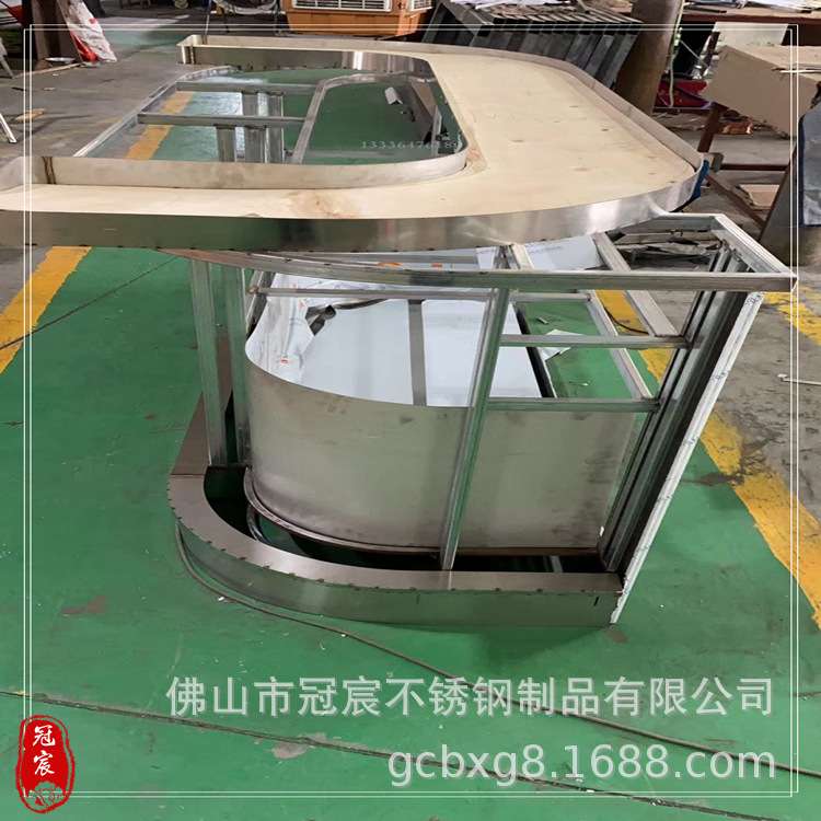 大小头花生颗粒肌理金属吧台 大堂手工锤纹不锈钢电镀玫瑰金吧台