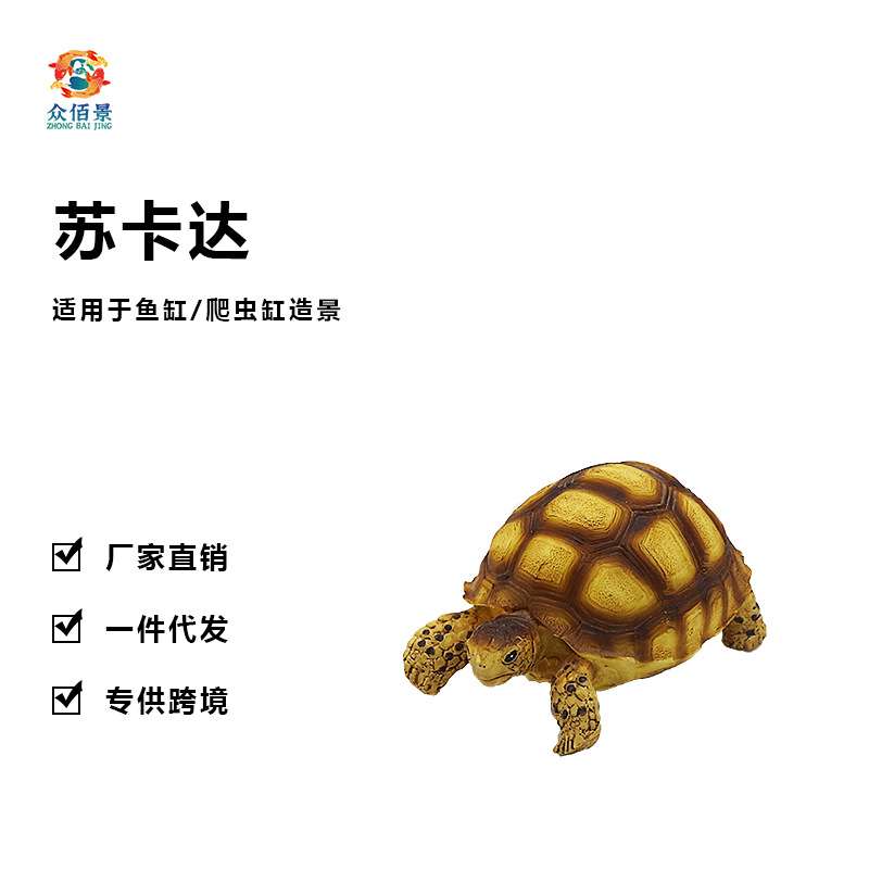 水族鱼缸爬虫缸蜥蜴乌龟箱装饰摆件仿真树脂陆龟苏卡达迷你模型