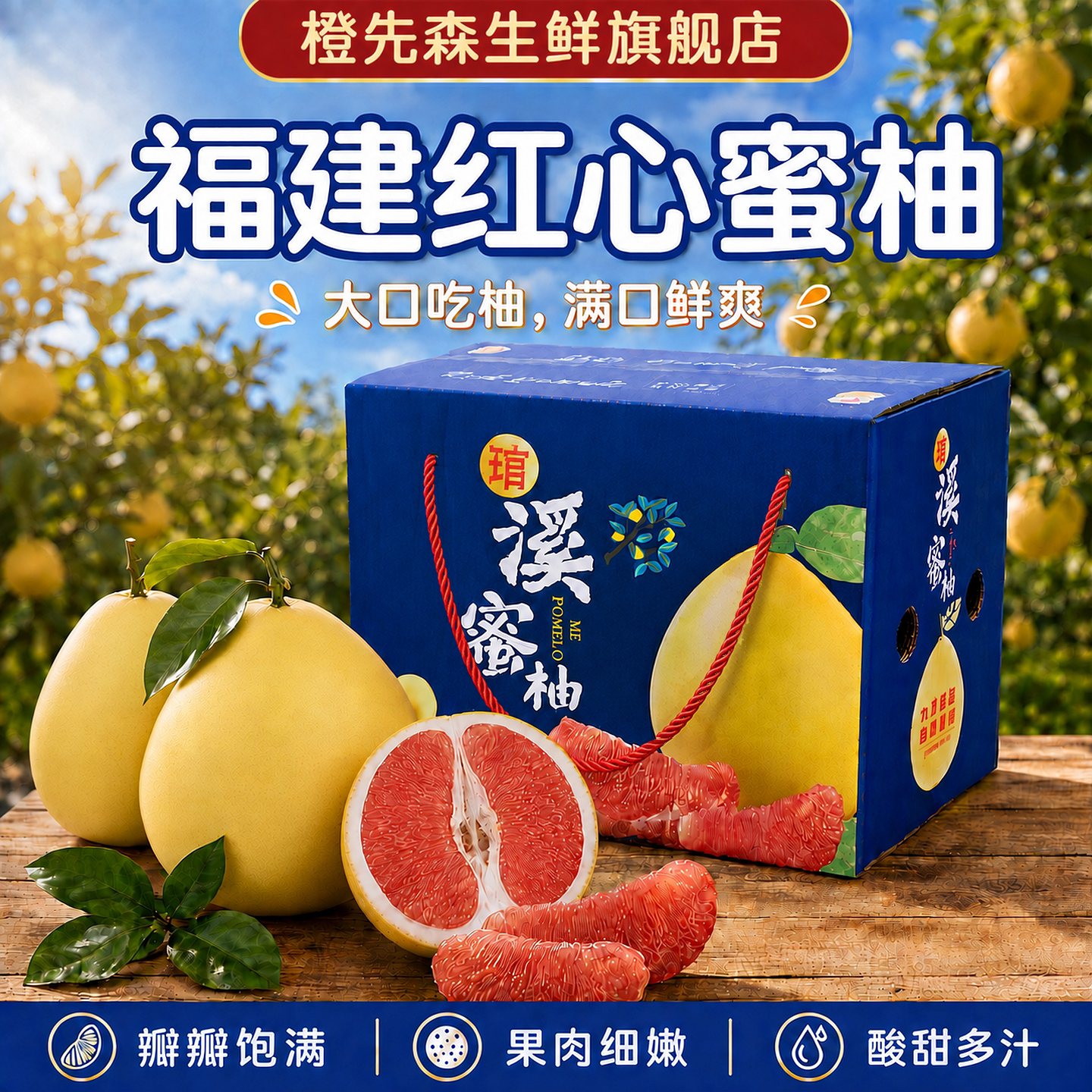橙先森正宗平和红心柚福建蜜柚红肉柚子孕妇当季新鲜水果现摘现发
