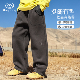 半度闲男童加绒裤子2025新款儿童加厚休闲长裤冬季男孩保暖直筒裤