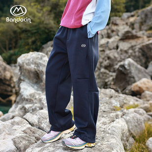 半度闲男童一体绒裤子冬装2025新款男大童加厚保暖长裤冬季直筒裤