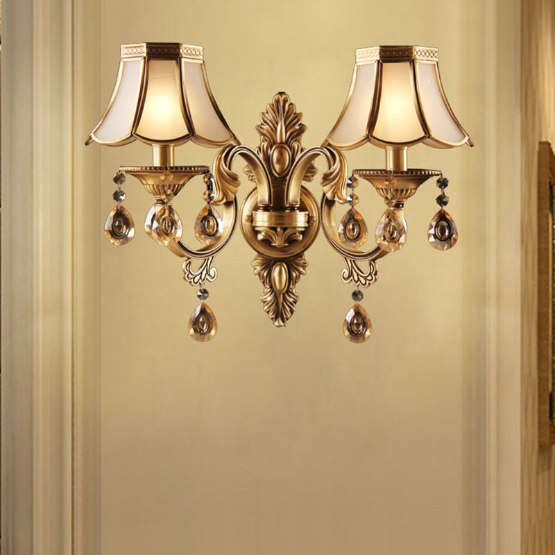双头欧式水晶壁灯地中海过道玄关阳台走廊墙灯床头壁灯2885