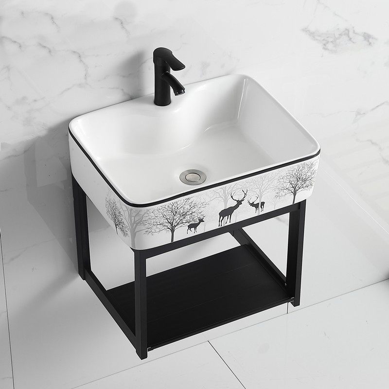 简约小户型洗手盆柜组合卫生间挂墙式洗脸盆家用阳台陶瓷洗漱池台