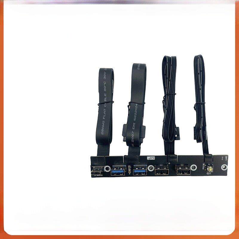 电脑机箱USB前置IO面板2口USB3.0+2口USB2.0+1口typec20G+LED开关